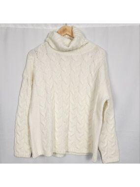 Cream Cable Knit Turtleneck Sweater NEW #3011